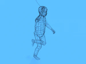 low poly kid running with a kite 3D Model