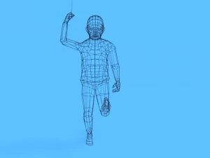 low poly kid running with a kite 3D Model