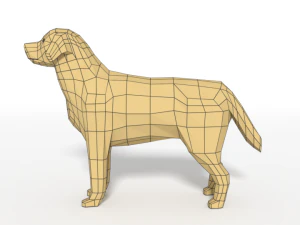 low poly cartoon labrador 3D Model