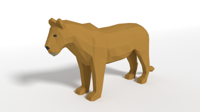low poly cartoon female lion Model 3D .c4d .max .obj .3ds .fbx .stl .blend 
