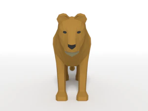 low poly cartoon female lion 3D Model