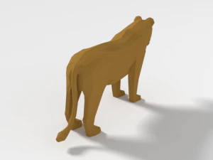 low poly cartoon female lion 3D Model