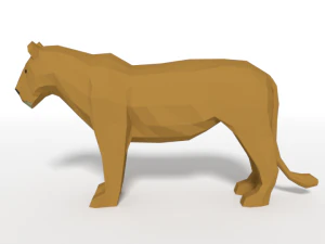 low poly cartoon female lion 3D Model