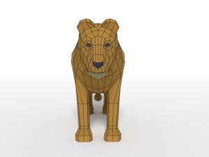 low poly cartoon female lion Model 3D