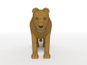 low poly cartoon female lion 3D Model