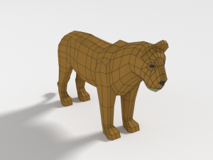 low poly cartoon female lion Model 3D