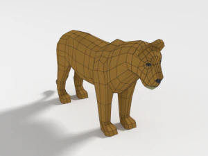 low poly cartoon female lion 3D Model