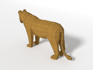low poly cartoon female lion Model 3D