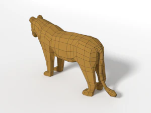 low poly cartoon female lion 3D Model