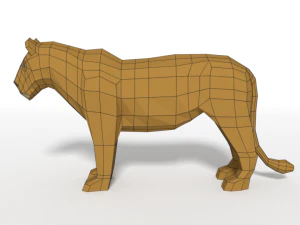 low poly cartoon female lion 3D Model