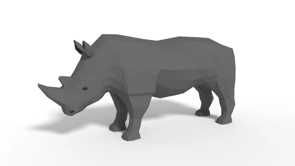 low poly cartoon rhinoceros 3D Model .c4d .max .obj .3ds .fbx .stl .blend 