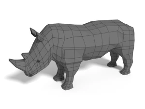 low poly cartoon rhinoceros 3D Model