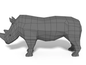 low poly cartoon rhinoceros 3D Model