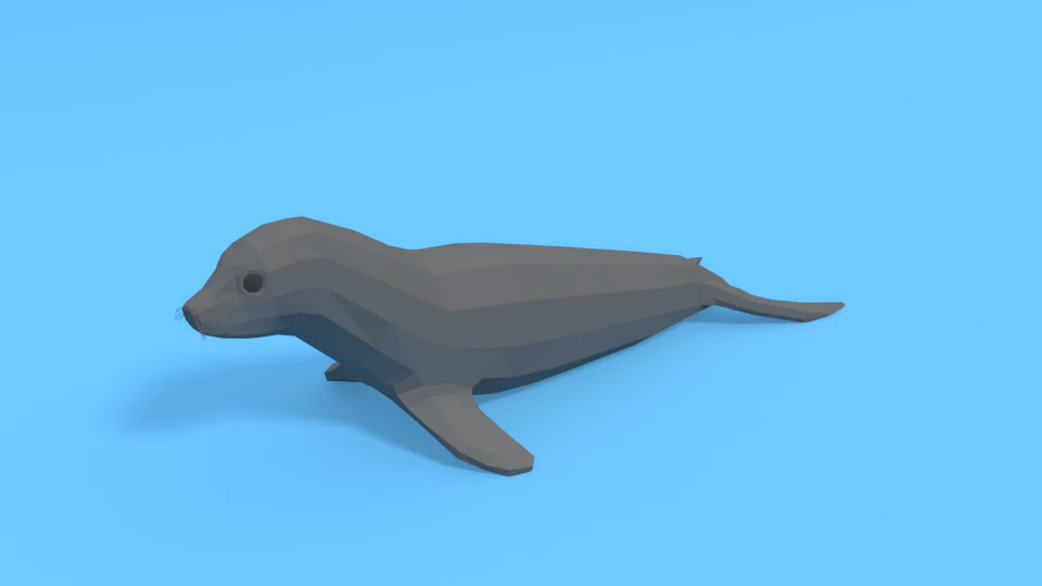 low poly cartoon seal 3D Model .c4d .max .obj .3ds .fbx .stl .blend 