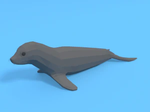 sigillo di cartone animato in poli basso Modello 3D