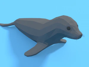 low poly cartoon seal 3D Model