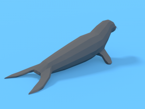 low poly cartoon seal 3D मॉडल