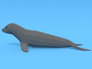low poly cartoon seal 3D मॉडल