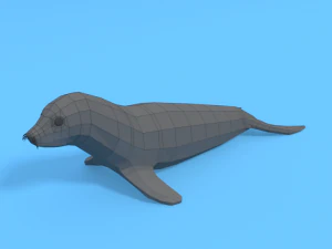 low poly cartoon seal 3D Model