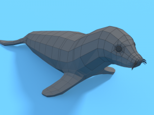 low poly cartoon seal 3D मॉडल