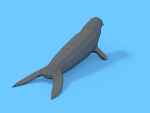 low poly cartoon seal 3D Model