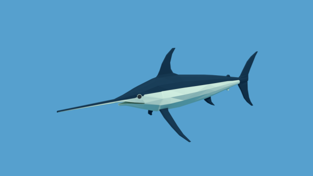 low poly cartoon swordfish Model 3D .c4d .max .obj .3ds .fbx .stl .blend 