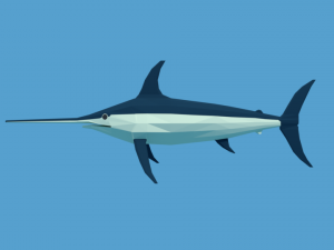 low poly cartoon swordfish Model 3D