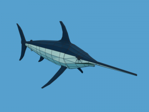 low poly cartoon swordfish Model 3D