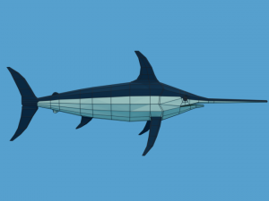 low poly cartoon swordfish Model 3D