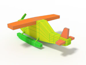 low poly cartoon hydroplane toy 3D Model