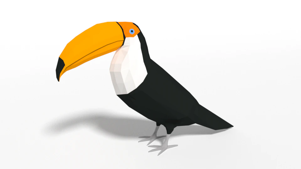low poly cartoon toucan bird 3D Model .c4d .max .obj .3ds .fbx .stl .blend