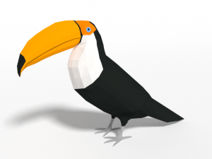 low poly cartoon toucan bird 3D Model