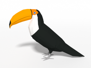 low poly cartoon toucan bird 3D Model