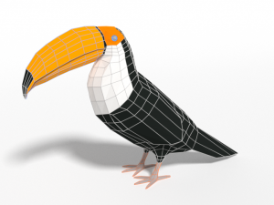 low poly cartoon toucan bird 3D Model