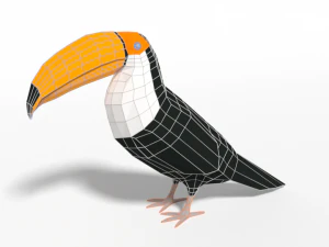 low poly cartoon toucan bird 3D Model