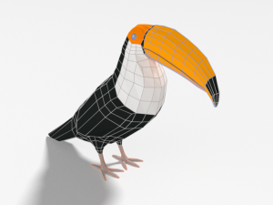 low poly cartoon toucan bird 3D Model