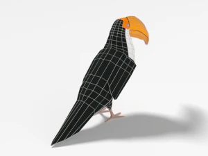 low poly cartoon toucan bird 3D Model