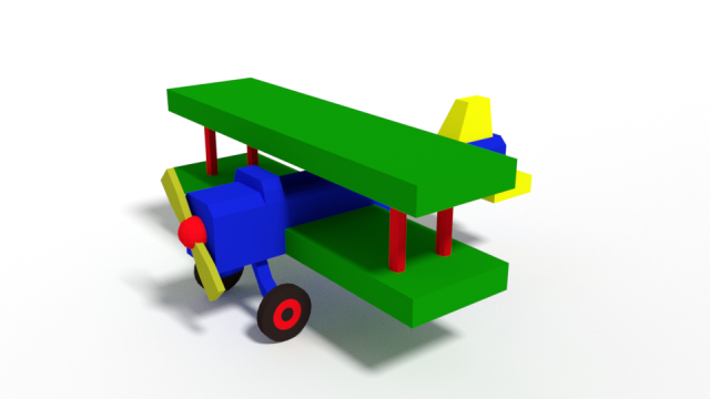 low poly cartoon biplane toy Modello 3D .c4d .max .obj .3ds .fbx .stl .blend 