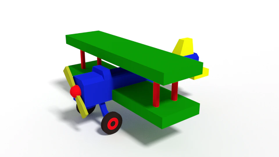 low poly cartoon biplane toy 3D Model .c4d .max .obj .3ds .fbx .stl .blend