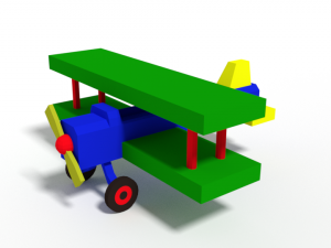 low poly cartoon biplane toy 3D Model