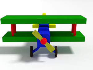 low poly cartoon biplane toy Modello 3D