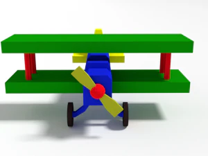 low poly cartoon biplane toy 3D Model