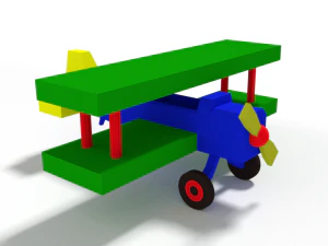 low poly cartoon biplane toy 3D Model
