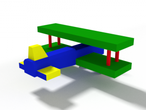 low poly cartoon biplane toy Modello 3D