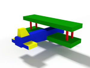 low poly cartoon biplane toy 3D Model