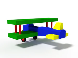 low poly cartoon biplane toy 3D Model