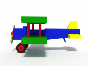 low poly cartoon biplane toy Modello 3D