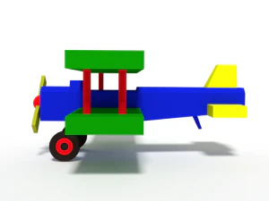 low poly cartoon biplane toy 3D Model