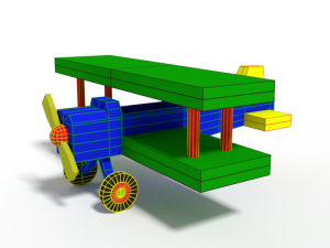 low poly cartoon biplane toy Modello 3D