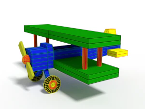 low poly cartoon biplane toy 3D Model